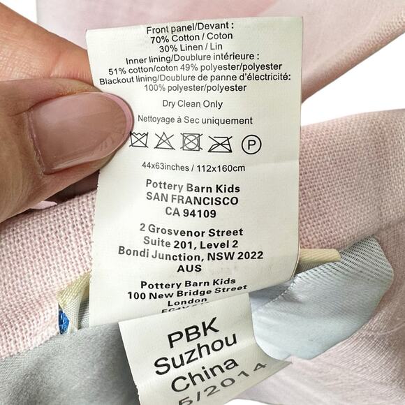 Pottery Barn Kids Evelyn Linen Blackout Curtains 2 Panels Light Pink 44"x63" - Picture 7 of 7